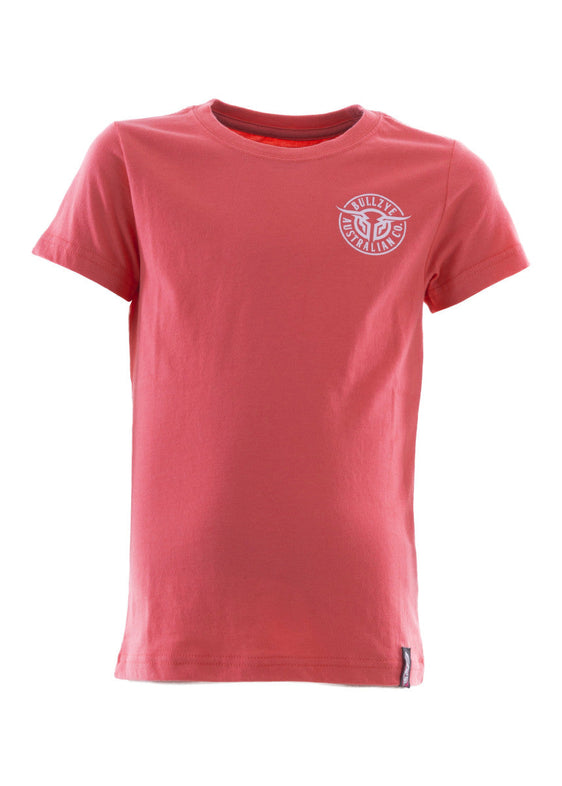 Bullzye Girls Bullring Short Sleeve Tee - Coral [Siz:2]