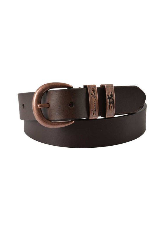 Thomas Cook Narrow Copper Twin Keeper Belt - Chocolate [Siz:S]