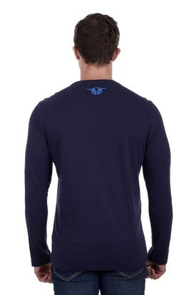 Bullzye Mens Maxwell Long Sleeve Tee - Navy [Siz:S]