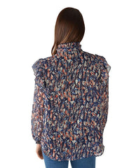 Pure Western Womens Becca Ruflle Long Sleeve Top - Multi [Siz:12]