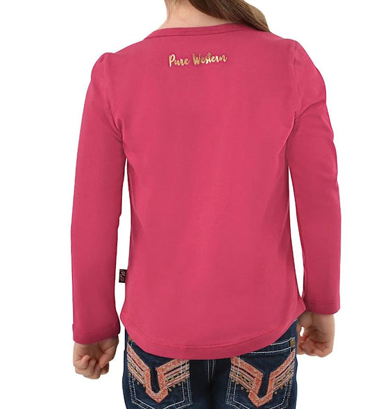 Pure Western Girls Lacey Long Sleeve Tee - Beetroot [Siz:6]