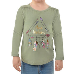 Pure Western Girls Spike Long Sleeve Tee - Moss [Siz:4]