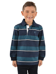 Thomas Cook Boys Ellis Stripe Rugby - Navy/Ocean [Siz:2]