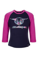 Bullzye Girls Wildflower Long Sleeve Raglan Tee - Dark Navy/Rose [Siz:2]