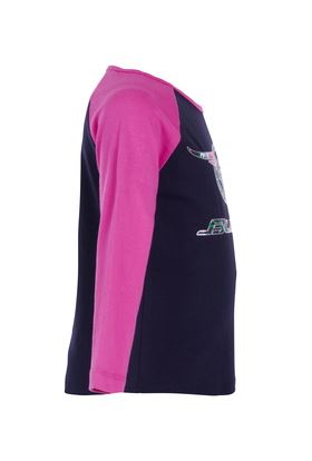 Bullzye Girls Wildflower Long Sleeve Raglan Tee - Dark Navy/Rose [Siz:4]