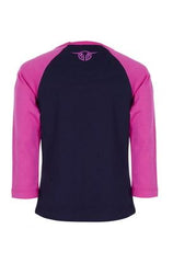 Bullzye Girls Wildflower Long Sleeve Raglan Tee - Dark Navy/Rose [Siz:6]