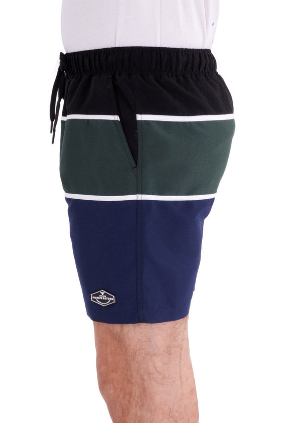 Pure Western Boys Noah Boardshort - Black/Green [Siz:4]