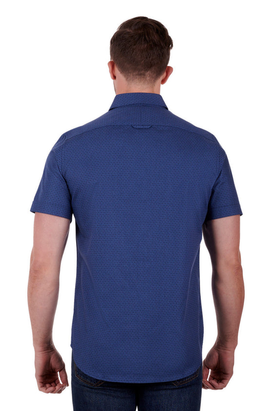 Thomas Cook Mens Edward Tailored Short Sleeve Shirt - Denim/Navy [Siz:XS]