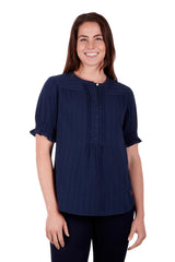 Thomas Cook Womens Kaylie Short Sleeve Blouse - Navy [Siz:8]