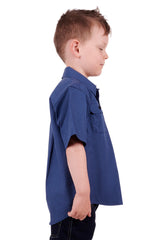 Thomas Cook Boys Edward Short Sleeve Shirt - Denim/Navy [Siz:4]