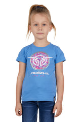 Bullzye Girls Ditsy Short Sleeve Tee - Heritage Blue [Siz:2]