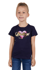 Bullzye Girls Heart Short Sleeve Tee - Navy [Siz:2]