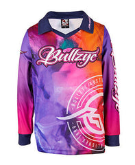 Bullzye Girls Reef Long Sleeve Tee - Pink/Navy [Siz:4]