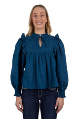 Pure Western Women's Pippa Blouse - Blue [Siz:12]