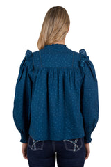 Pure Western Women's Pippa Blouse - Blue [Siz:16]