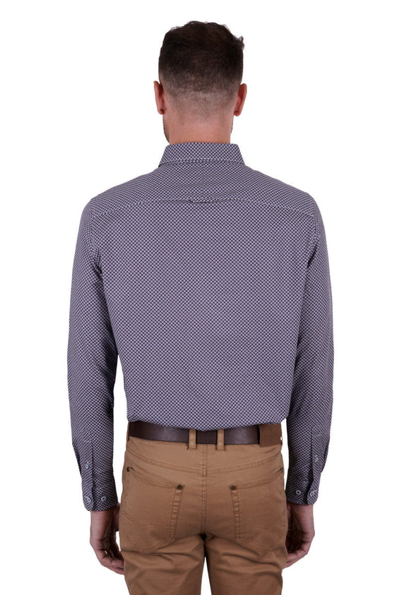 Thomas Cook Stephen Tailored Long Sleeve Shirt - Navy/Tan [Siz:L]