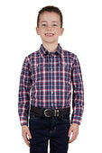 Thomas Cook Boys Colby 2 Pocket Long Sleeve Shirt - Navy/Red [Siz:4]