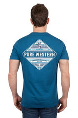 Pure Western Mens Todd Short Sleeve Tee - Denim [Siz:S]