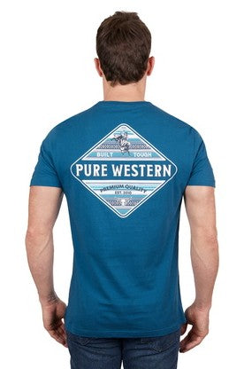 Pure Western Mens Todd Short Sleeve Tee - Denim [Siz:S]