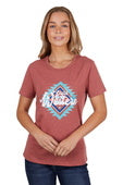 Pure Western Womens Juliet Short Sleeve Tee - Rose [Siz:10]