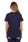 Pure Western Womens Frankie Short Sleeve Tee - Navy [Siz:14]