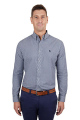 Thomas Cook Mens Hugh Stripe Tailored Long Sleeve Shirt - Navy [Siz:M]