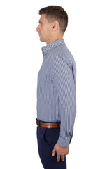 Thomas Cook Mens Hugh Stripe Tailored Long Sleeve Shirt - Navy [Siz:L]