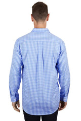 Hard Slog Mens Ron Half Button Long Sleeve Shirt - Blue/White [Siz:S]