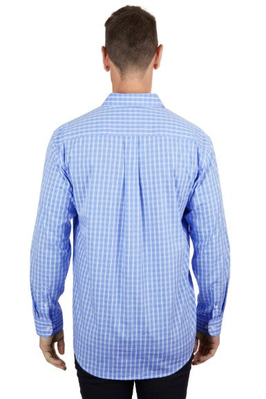 Hard Slog Mens Ron Half Button Long Sleeve Shirt - Blue/White [Siz:S]