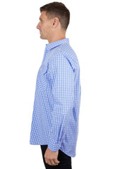 Hard Slog Mens Ron Half Button Long Sleeve Shirt - Blue/White [Siz:S]
