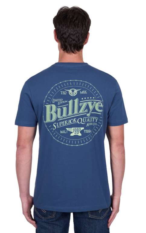 Bullzye Mens Anderson Short Sleeve Tee Shirt - Blue Steel [Siz:S]