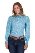 Pure Western Womens Riley Long Sleeve Shirt - Turquoise [Siz:8]