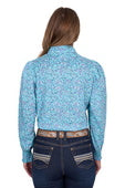 Pure Western Womens Riley Long Sleeve Shirt - Turquoise [Siz:8]