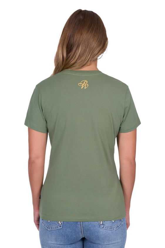 Pure Western Womens Charlie Short Sleeve Tee - Moss [Siz:10]