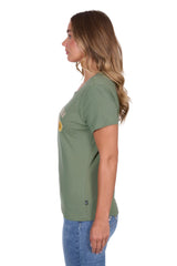 Pure Western Womens Charlie Short Sleeve Tee - Moss [Siz:10]
