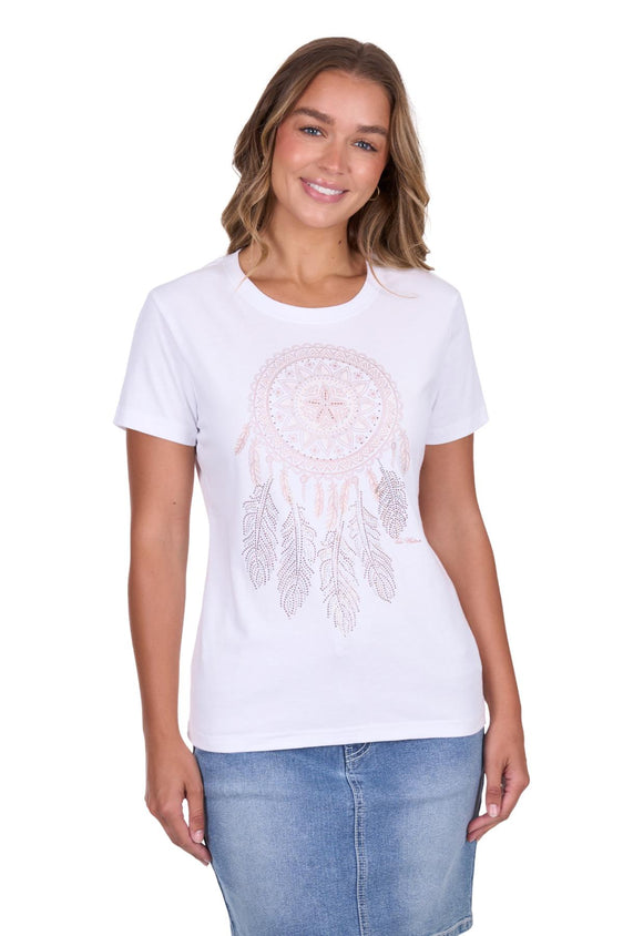 Pure Western Womens Regina Short Sleeve Tee - White [Siz:8]