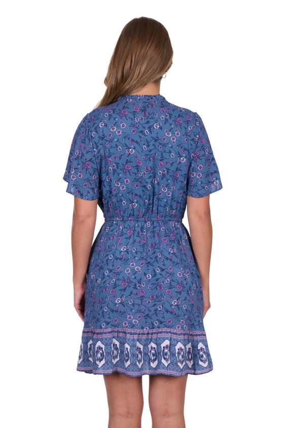 Pure Western Womens Farrah Short Sleeve Dress - Blue [Siz:8]