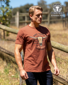 Pure Western Mens Frank Short Sleeve Tee - Rust [Siz:S]