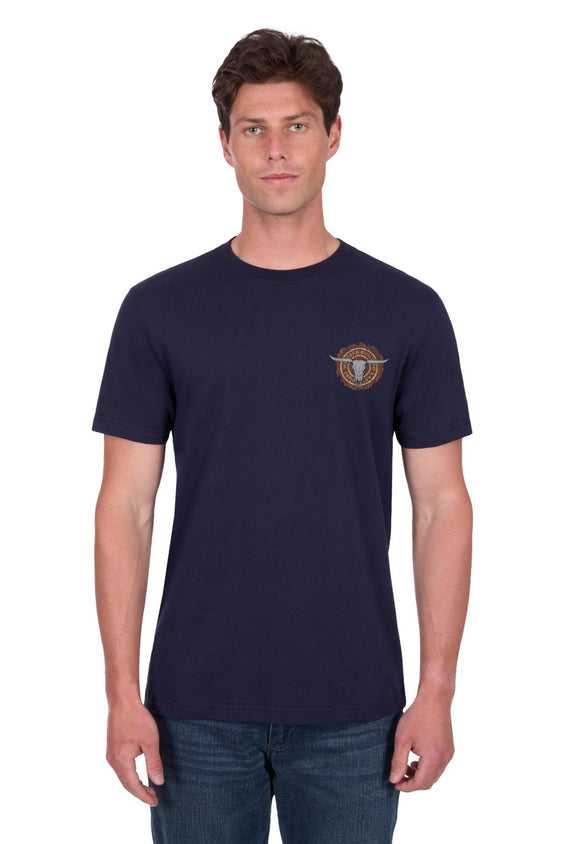 Pure Western Mens Samuel Short Sleeve Tee - Navy [Siz:S]