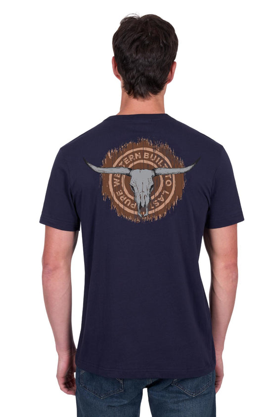 Pure Western Mens Samuel Short Sleeve Tee - Navy [Siz:S]
