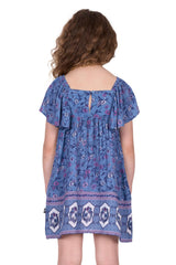 Pure Western Girls Amanda Short Sleeve Dress - Blue [Siz:4]