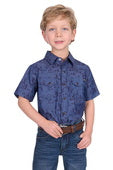Pure Western Boys Travis Short Sleeve Shirt - Chambray [Siz:4]