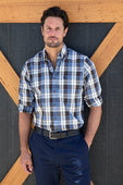 Thomas Cook Mens Daniel Single Pocket Long Sleeve Shirt - Navy/Green [Siz:M]
