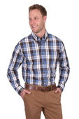 Thomas Cook Mens Daniel Single Pocket Long Sleeve Shirt - Navy/Green [Siz:M]