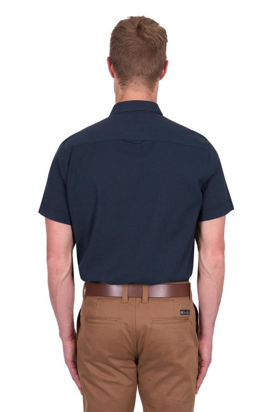 Thomas Cook Mens Roger Linen Short Sleeve Shirt - Navy [Siz:S]