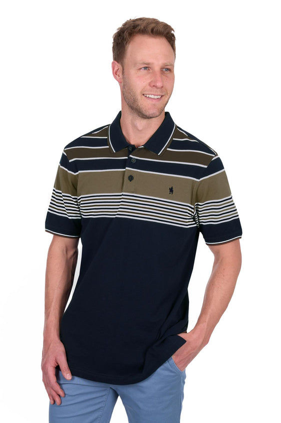 Thomas Cook Mens Josua Short Sleeve Polo - Navy/Tan [Siz:M]