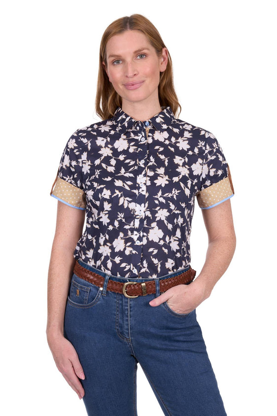Thomas Cook Womens Celine Short Sleeve Shirt - Navy/Tan [Siz:8]