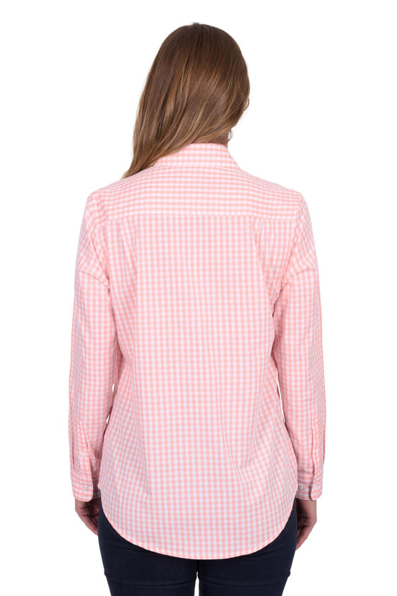 Hard Slog Womens Jen 1/2 Plkt Long Sleeve Shirt - Coral [Siz:8]