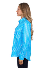 Hard Slog Womens Sia 1/2 Placket Long Sleeve Shirt - Blue [Siz:8]