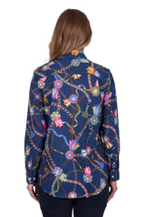 Hard Slog Womens Jolie Full Placket Long Sleeve Shirt - Navy [Siz:8]